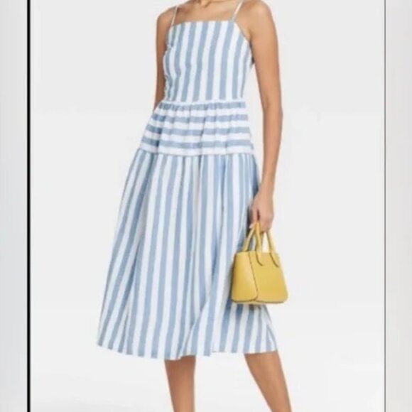 Universal Thread Dresses & Skirts - Target Universal Thread Blue White Striped Midi Sundress, Size Small